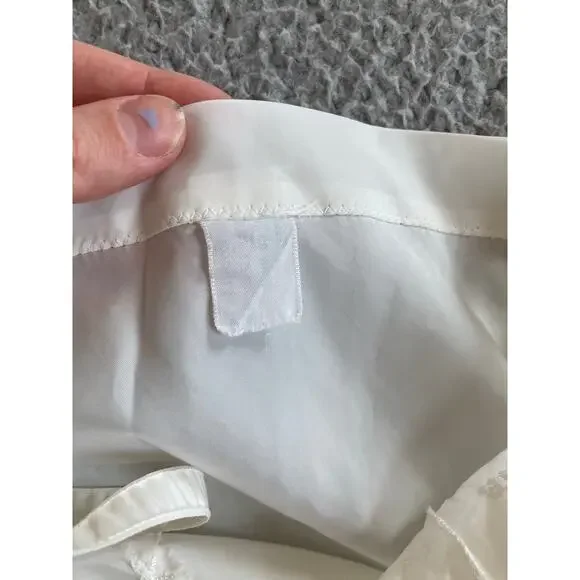 Vintage Slip Chemise Dress Medium 38 Sheer Embroidery White Lingerie Coquette - Picture 9 of 14